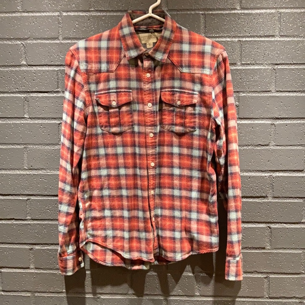 JACHS orange plaid button up - size small